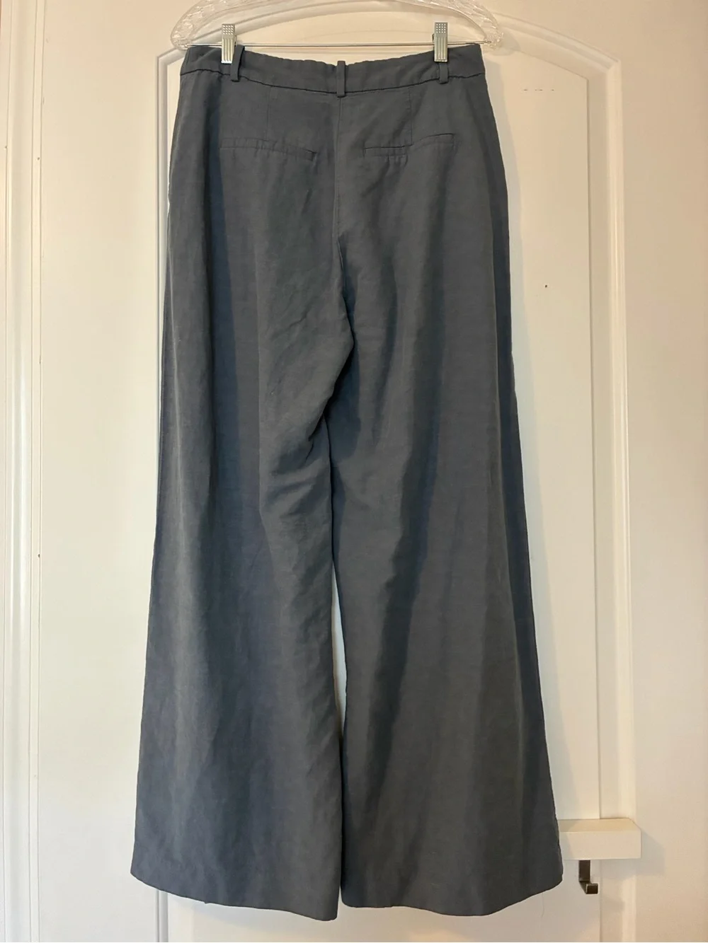 H&M Wide-Leg Linen Blend Pants in Slate Blue